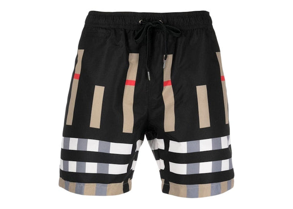 Short de bain Burberry à carreaux tranchés Archive Beige/Noir