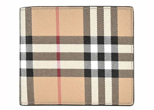 Portefeuille Burberry Vintage Check 8 emplacements pour cartes beige/noir