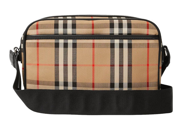 Sac bandoulière Burberry en cuir et à carreaux vintage 