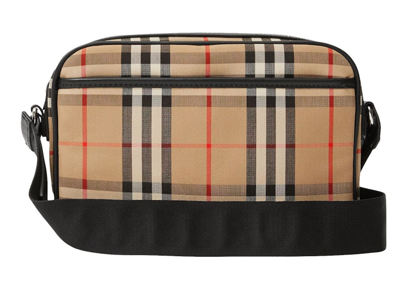 Sac bandoulière Burberry en cuir et à carreaux vintage 