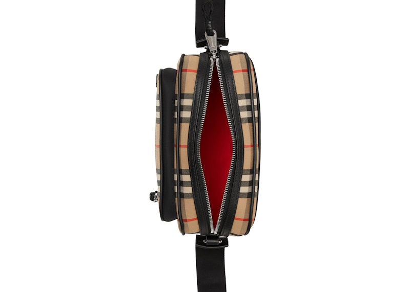 Sac bandoulière Burberry en cuir et à carreaux vintage 