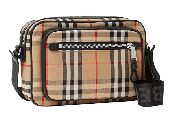 Sac bandoulière Burberry en cuir et à carreaux vintage 