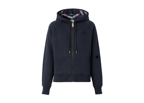 Sweat à capuche zippé en coton mélangé graphique Burberry Letter Bleu marine