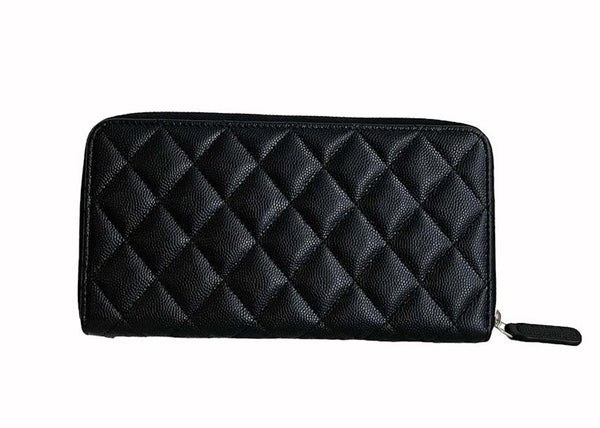 Portefeuille long zippé Chanel CC noir