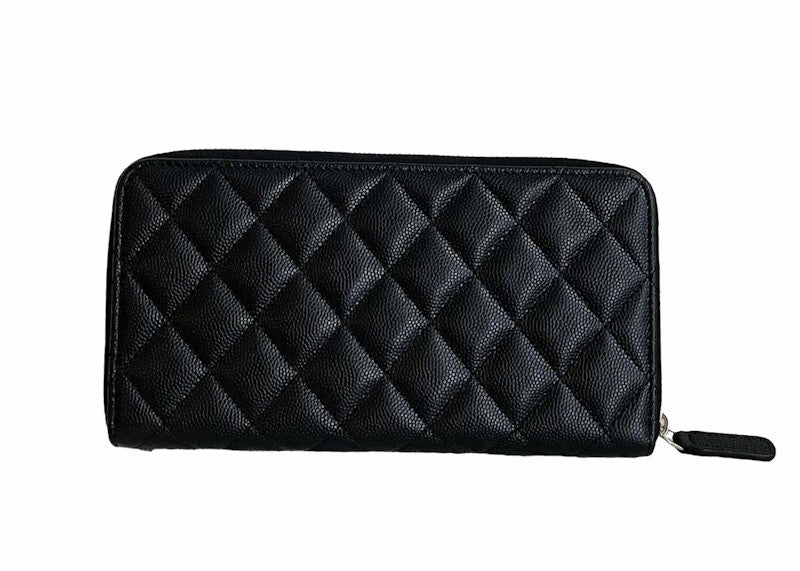 Portefeuille long zippé Chanel CC noir