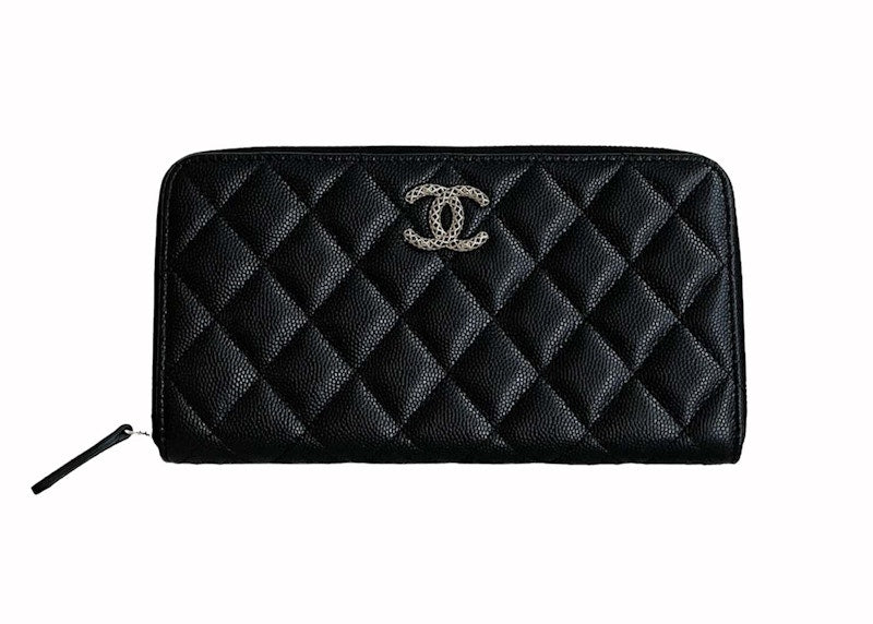 Portefeuille long zippé Chanel CC noir