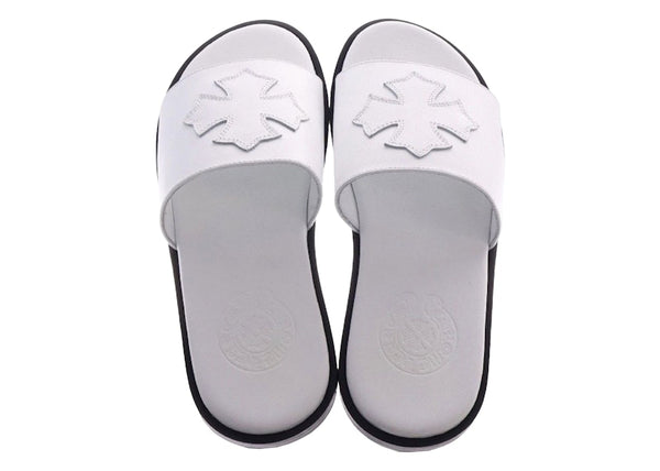 Chrome Hearts Leather Slides White