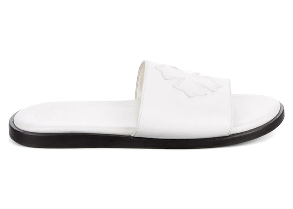 Chrome Hearts Leather Slides White