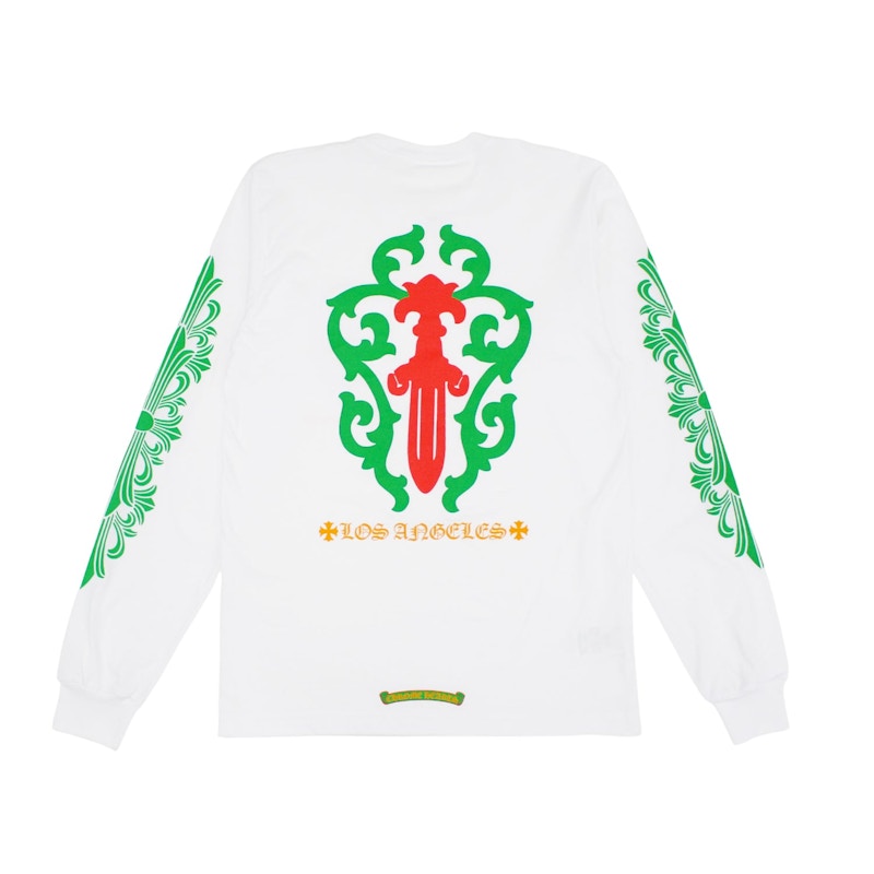 T-shirt de Noël exclusif Chrome Hearts Los Angeles à manches longues, blanc