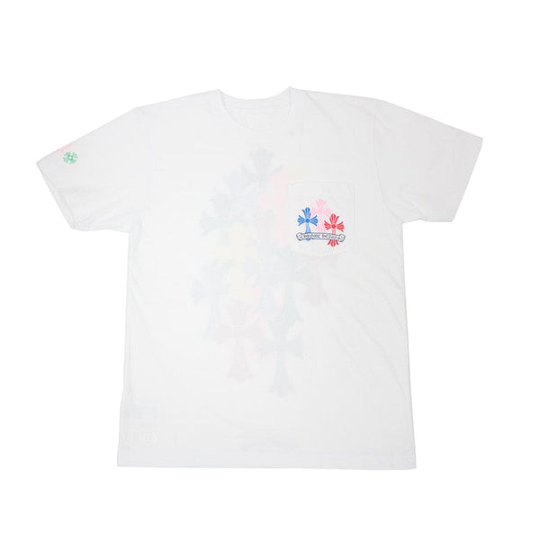 T-shirt blanc multicolore avec croix de cimetière Chrome Hearts