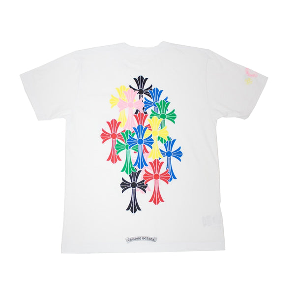 T-shirt blanc multicolore avec croix de cimetière Chrome Hearts