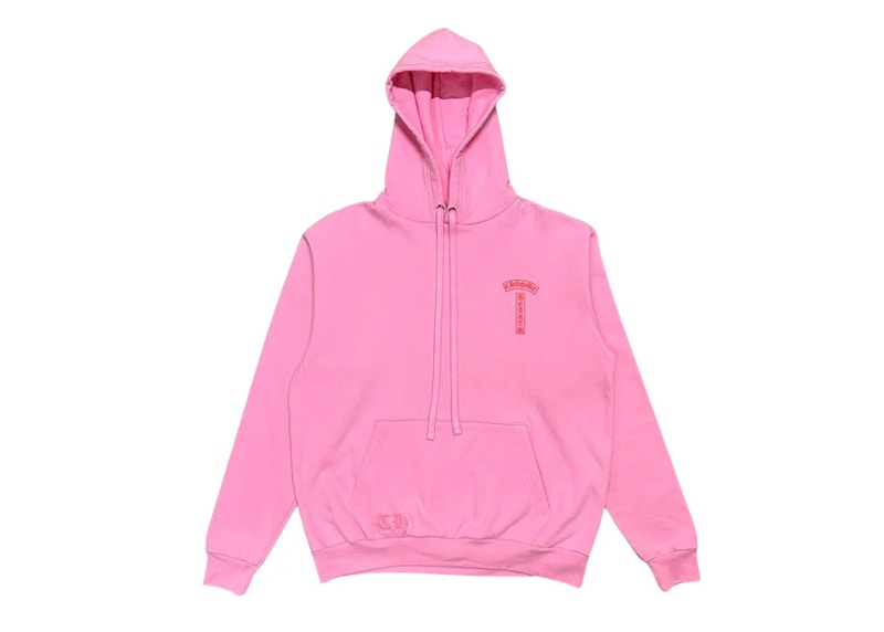 Sweat à capuche rose avec logo rouge Chrome Hearts