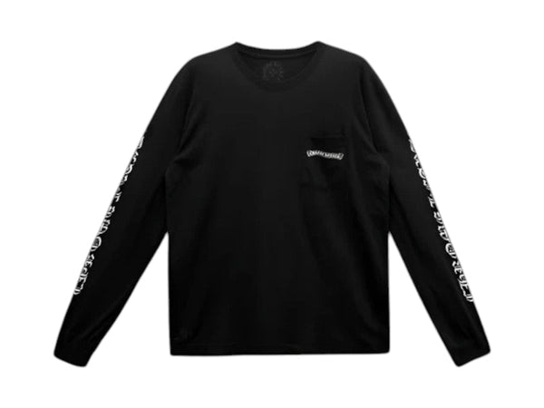 T-shirt à manches longues avec logo Chrome Hearts Scroll, noir