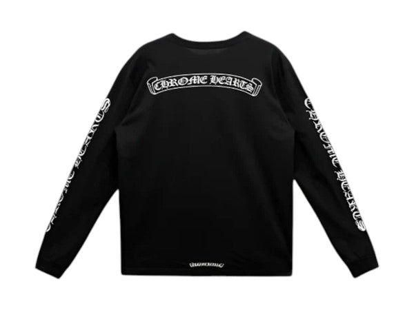 T-shirt à manches longues avec logo Chrome Hearts Scroll, noir