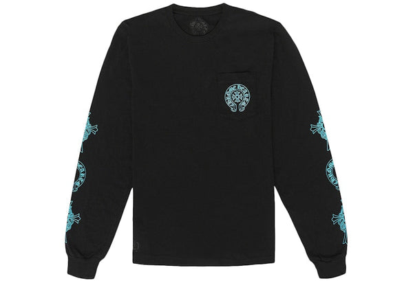 T-shirt à manches longues avec logo triple croix Chrome Hearts noir/bleu