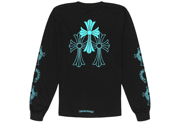 T-shirt à manches longues avec logo triple croix Chrome Hearts noir/bleu