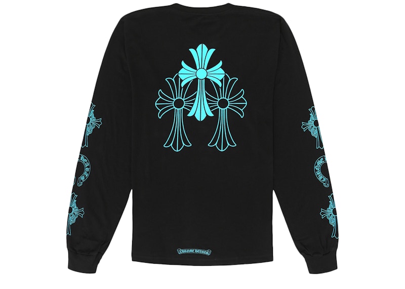 T-shirt à manches longues avec logo triple croix Chrome Hearts noir/bleu