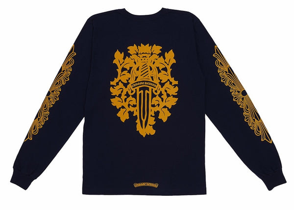 T-shirt à manches longues Chrome Hearts V89 Dagger bleu marine/jaune