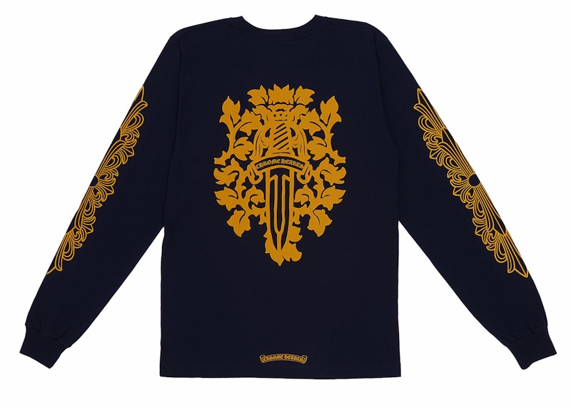 T-shirt à manches longues Chrome Hearts V89 Dagger bleu marine/jaune