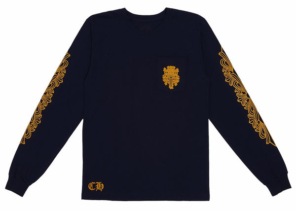 T-shirt à manches longues Chrome Hearts V89 Dagger bleu marine/jaune