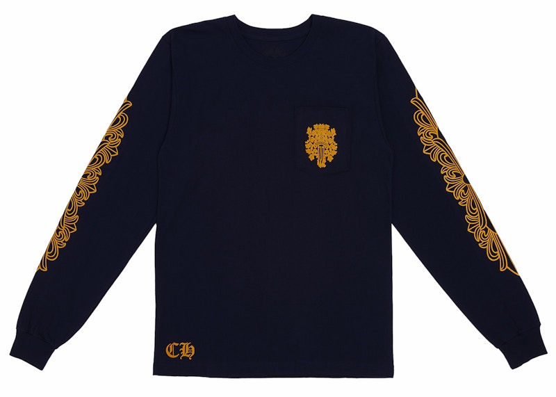 T-shirt à manches longues Chrome Hearts V89 Dagger bleu marine/jaune