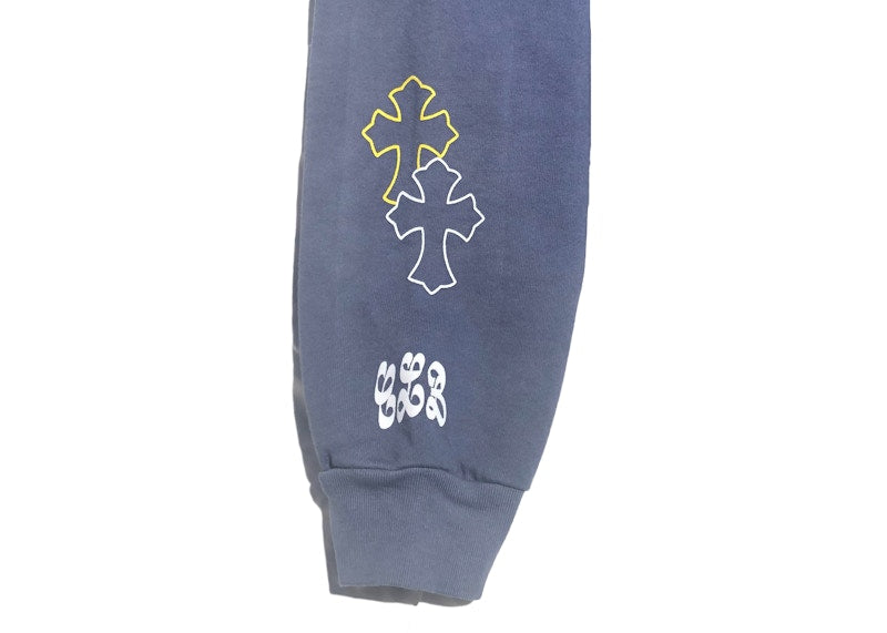 Sweat à capuche Chrome Hearts x Drake certifié Chrome teint à la main bleu délavé