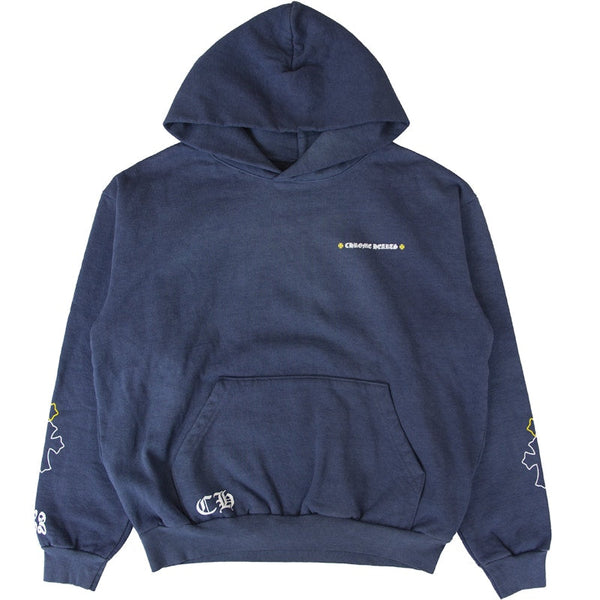 Sweat à capuche Chrome Hearts x Drake certifié Chrome teint à la main bleu délavé