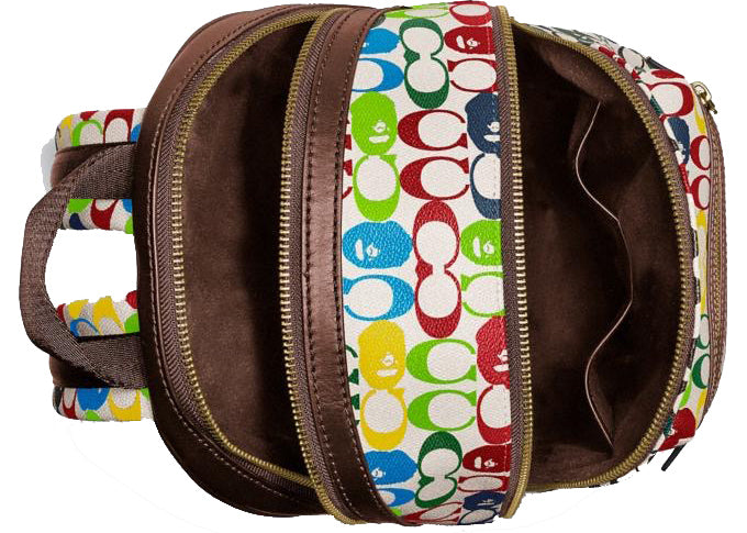 Sac à dos Coach x Bape Academy en toile signature avec tête de singe en laiton/multicolore 
