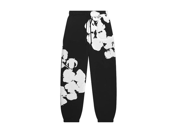 Pantalon de survêtement en denim noir avec grosse couronne de coton