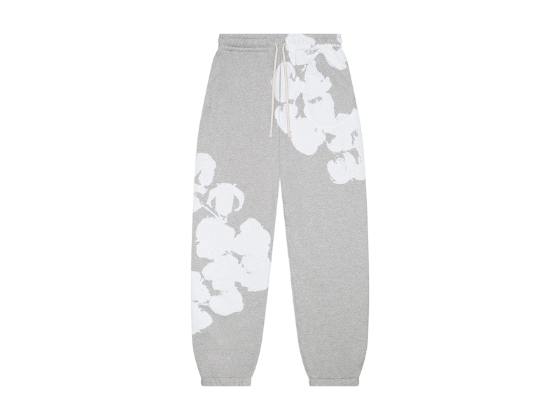 Pantalon de survêtement en coton à grosses larmes en denim, gris