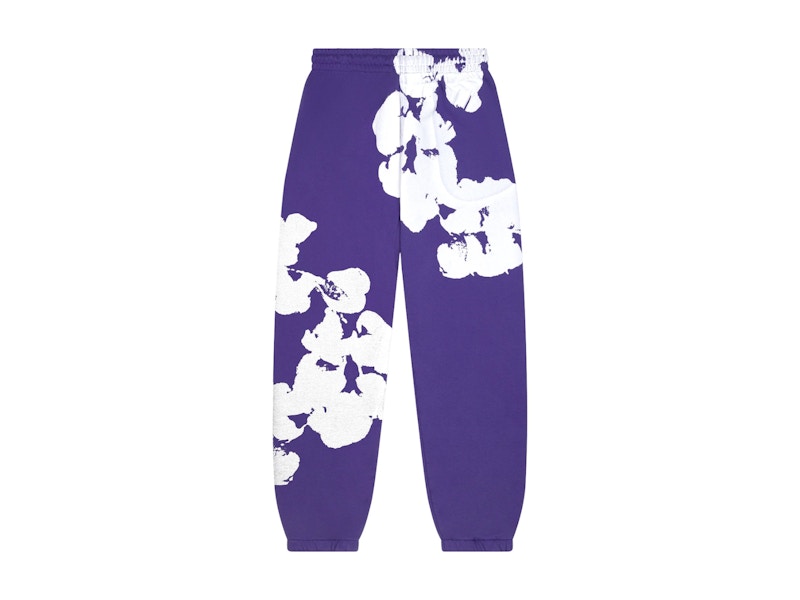 Pantalon de survêtement en denim avec grosse couronne de coton violet