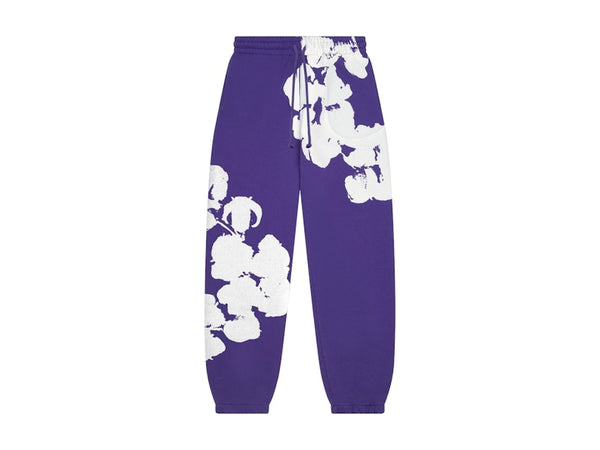 Pantalon de survêtement en denim avec grosse couronne de coton violet