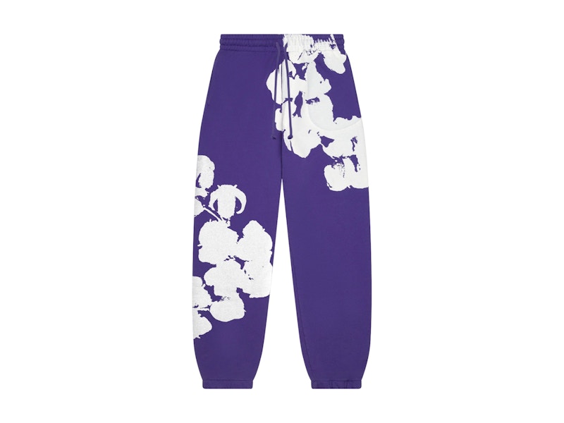 Pantalon de survêtement en denim avec grosse couronne de coton violet