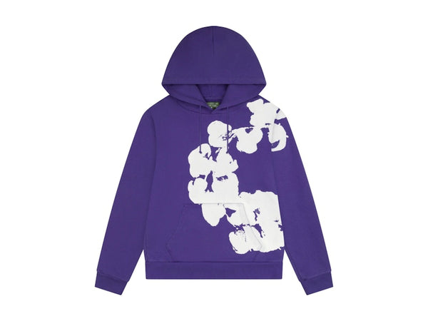 Sweat-shirt en coton à grosses larmes de denim violet