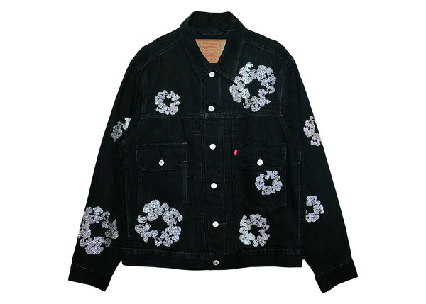 Veste en jean déchirée de type 2, noire