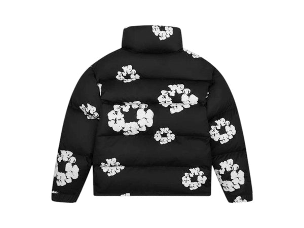 Doudoune en coton à motif couronne de larmes en denim noir