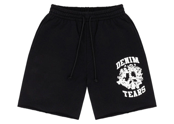 Short universitaire en jean déchiré noir