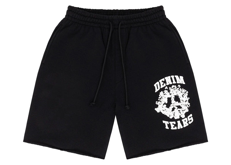 Short universitaire en jean déchiré noir