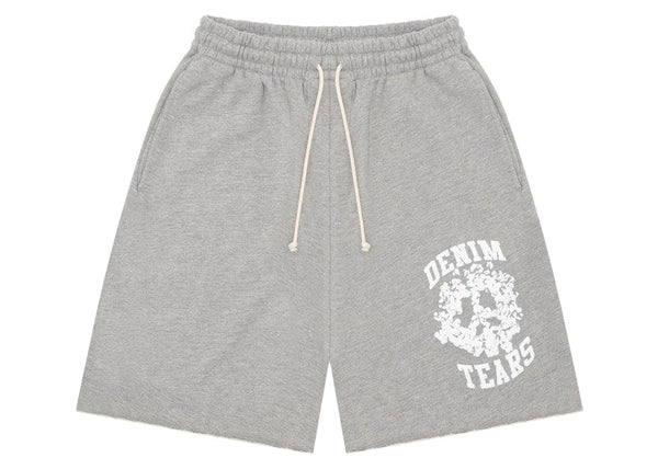 Short universitaire en denim déchiré gris