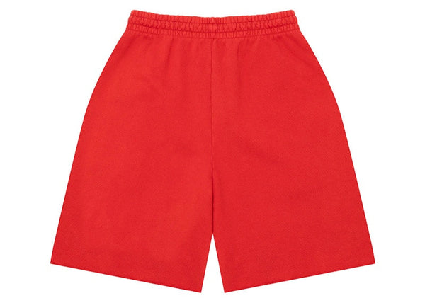 Short universitaire en jean déchiré rouge
