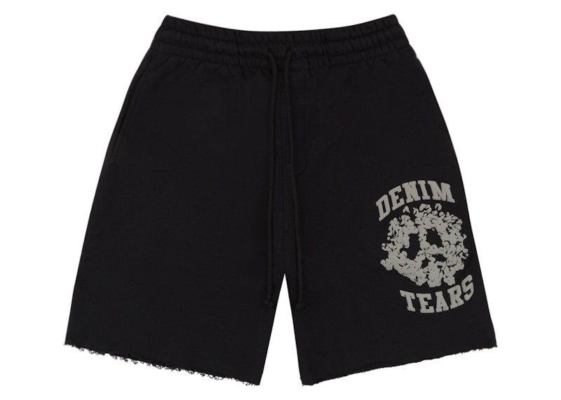 Short de survêtement universitaire en denim noir Denim Tears