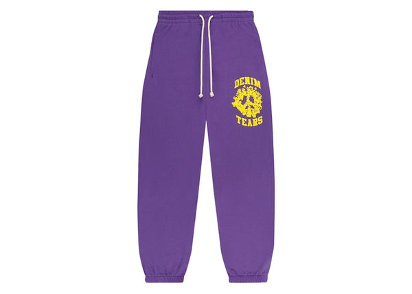 Pantalon de survêtement universitaire en denim déchiré violet