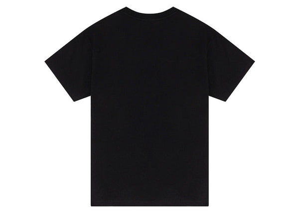T-shirt universitaire en denim noir avec déchirures en denim