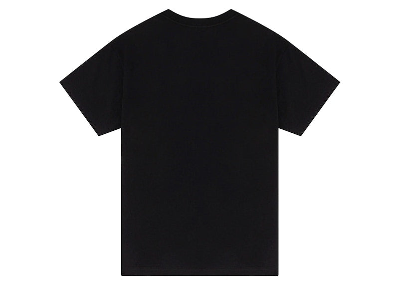 T-shirt universitaire en denim noir avec déchirures en denim