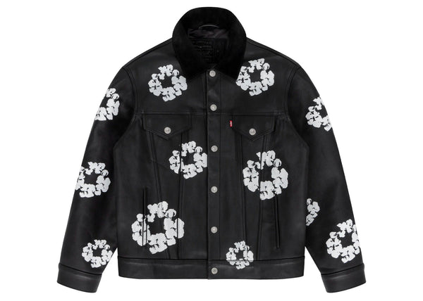 Veste en cuir et coton avec couronne type 3 Denim Tears x Levi's Noir Denim