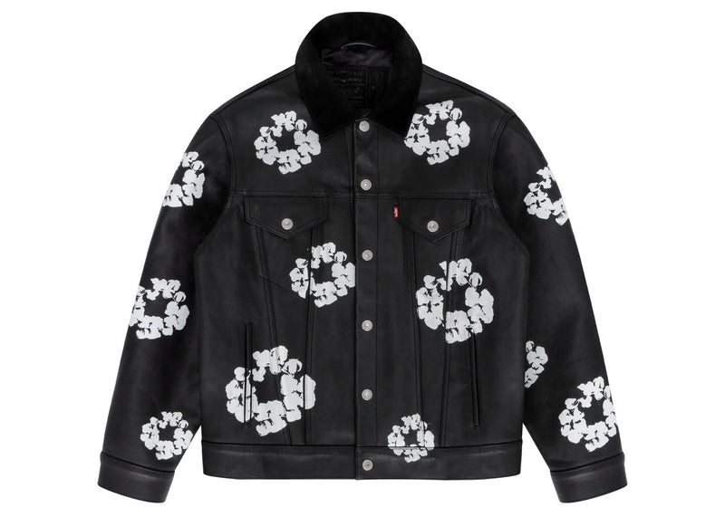 Veste en cuir et coton avec couronne type 3 Denim Tears x Levi's Noir Denim