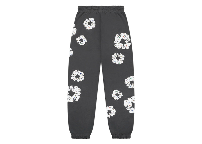 Denim Tears Rhinestone Cotton Wreath Sweatpants Vintage Black