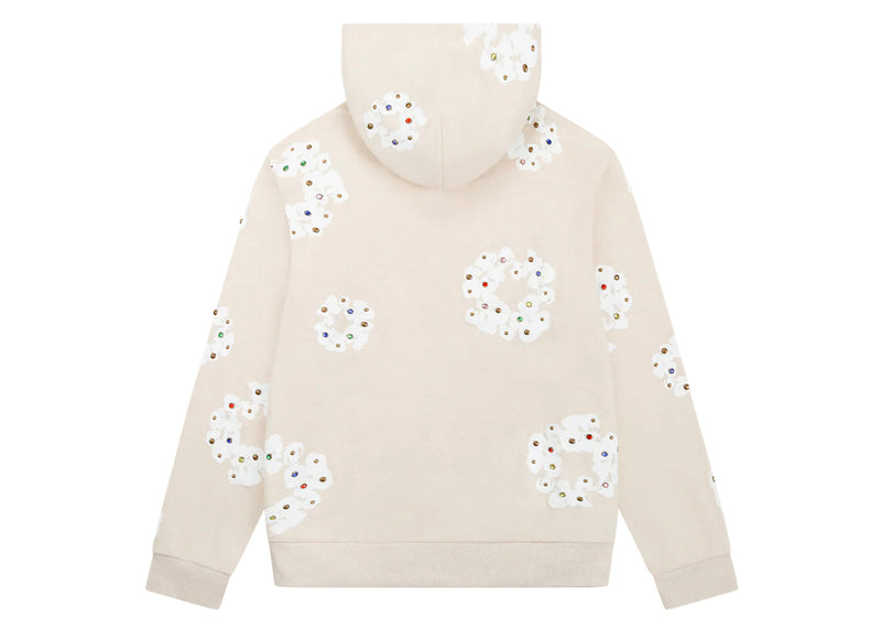 Denim Tears Rhinestone Cotton Wreath Zip Hoodie Oatmeal