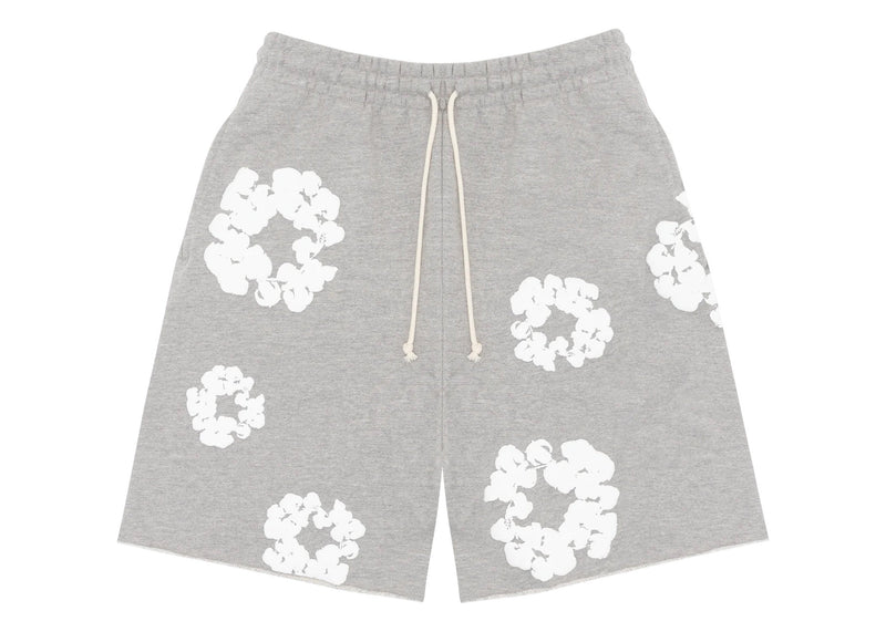 Short en denim déchiré par la couronne de coton gris