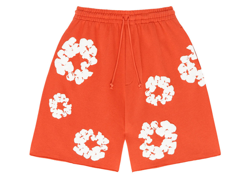 Short en denim orange déchiré par la couronne de coton